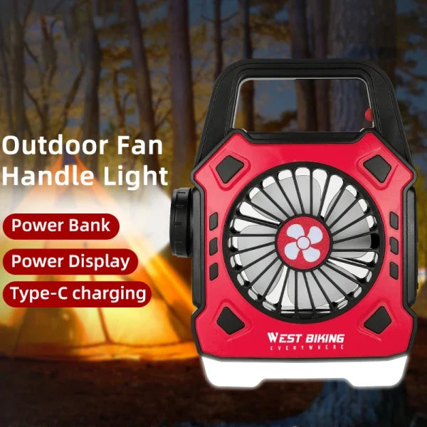 Versatile Camping Lights Outdoor Mini Electric Fan Rechargeable Flashlight Emergency Power Bank